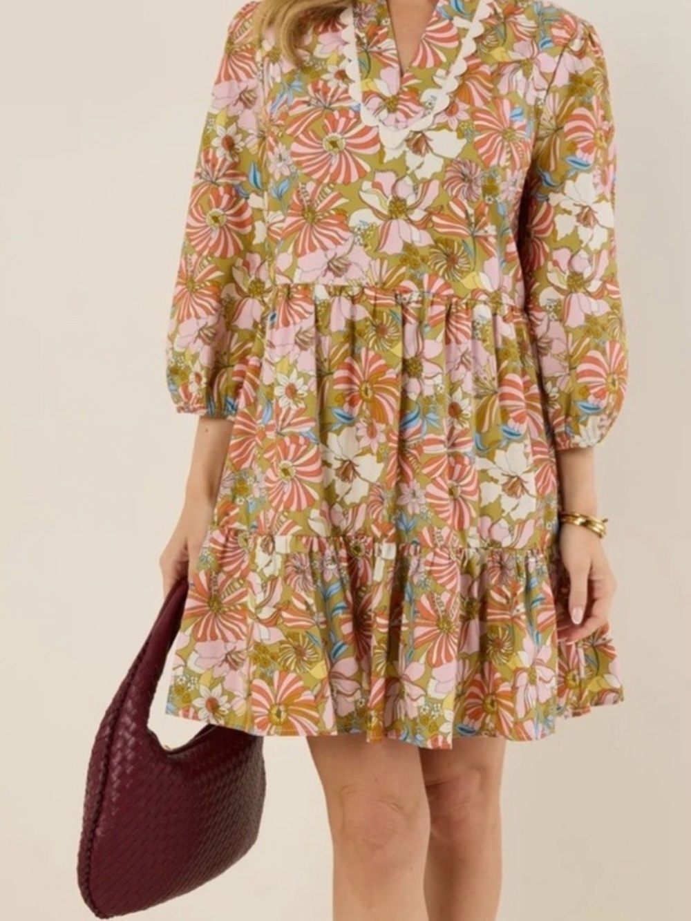 AVARA Floral Ruffle-Trim Tiered Dress - Picture 2 of 6